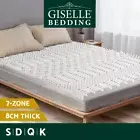 Giselle Bedding Memory Foam Mattress Topper 7-Zone 8cm All Size Bed Mat White