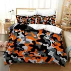 Orange Camouflage Doona/Quilt/Duvet Cover Single/Double/Queen/King Bedding Set