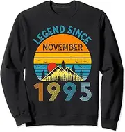 [X.Style] Legend Since November 1995 27th Birthday 27 Years Old Retro Sweatshirt ds1364 Sweater (M) Black