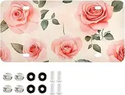 ZRYSMY License Plate Rose Leaf Red Aluminum Decorative Car Front Metal Plate 6 × 12 in