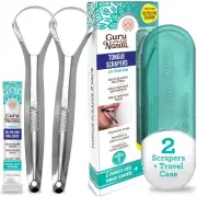 Gurunanda Tongue Scraper for Adults with Travel Case 2 Pack