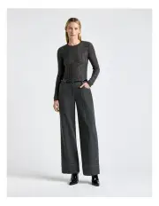 [Cue] Fine Alpaca Cable Knit Sweater in Charcoal