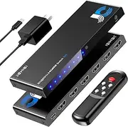 JCHICI HDMI Switch 5 in 1 Out 8K@60Hz 4K@120Hz - HDMI 2.1 Switcher Splitter with Remote, Auto-Switching - Supports HDCP 2.3, HDR10, Dolby Vision, 3D, VRR - Compatible with PS5/Xbox/PC/Blu-ray Player