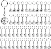 Lainballow 48 Pcs Mirror Disco Ball Keychain, Mini Disco Ball Decoration, Small Silver Mirror Ball for Disco Christmas New Year Party Decoration