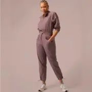 Athleta Alicia Keys Utility Jumpsuit 16 | Smoked Almond Brown #988839 NEW