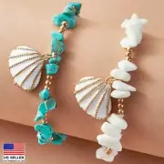 Fashion Women Anklets Chain Retro Ocean Shell Gravel Pendant Ankle Jewelry 1365
