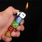 Cool Mini Rotating Dice Lighter Unique Colorful Flash Gas Lighter Butane Flame