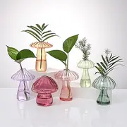 Mushroom Glass Vases for Indoor Plants, Set of 6 Colored Plant Propagation Stations, Mini Terrarium for Plants,Unique Small Hydroponic Pots for Flowers, Cute Decor Vase Gifts for Women
