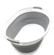 PORTABLE WASHING TUB Oval Collapsible Plastic Foldable Storage Container SAMMART