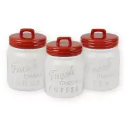 Design Imports CAMZ35650 Red Ceramic Jar Canister - Set of 3