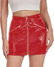 [GRRKDFQ] Women's Erotic Costumes Zip Up Crotch Erotic Skirt