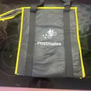 Postmates Bag Insulated Food Delivery Tote Black Yellow Side Mesh Pockets
