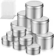 KALLORY 1 Set Candle Making Aluminum Tins with Cotton Wicks Non Stick Pillar Candle Molds DIY Present Containers for Includes Clean