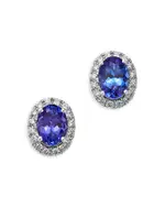 Bloomingdale's Fine Collection Tanzanite & Diamond Oval Halo Stud Earrings in 14K White Gold