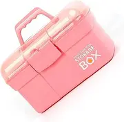 Double Deck Medicine Case Portable Sundries Large Capacity First Aid Box Pill Drug Storage Box 1pc Pink
