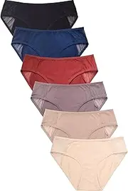 [247 Frenzy] Women's Essentials PACK OF 6 Cotton Blend Solid Bikini Panty Underwear with Side Lace Panels and Elastic Band LP1641CK (MD), L1641, Medium
