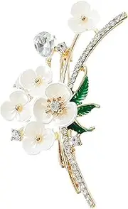 [Quzente] Enamel Flower Brooches | Rhinestone Flower Brooch Pins | Portable Brooch Pins, Decorative Suits Brooches for Suits, Dresses