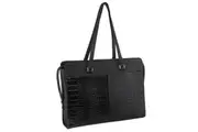 Pierre Cardin Unisex Croc-Embossed Leather Business 15" Laptop Computer Bag - Black