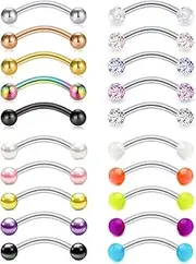 [Mayhoop] 16G Surgical Steel Daith Rook Earring 8mm 10mm Curved Barbell Eyebrow Rings Piercing Jewelry for Women Men
