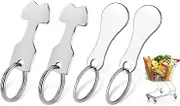 4Pcs Shopping Trolley Tokens Key with Two Models, Stainless Steel Shopping-Trolley Remover, Shopping-Cart Release Keychain for Shopping Carts