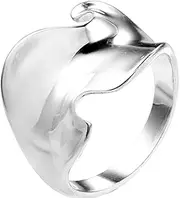 [Jude Jewelers] Stainless Steel Irregular Shape Ocean Waved Surface Promise Statement Anniversary Ring