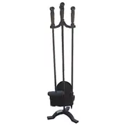 FireUp Black 3pc Fire Tool Set w/ Stand (72cm)