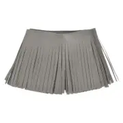 1 Yard 4 Inch Faux PU Leather Fringe Trim Tassel Fringe for Sewing, Gray