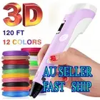 3D Printing Pen Set Doodle Printer Drawing 12 Colours PLA Filament Gift For Kids