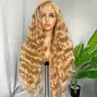 Strawberry Blonde 13x4 Lace Frontal Wig 32 Inch Body Wave Pre Plucked with Ba...