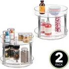 2 Pack mDesign 2 Tier Lazy Susan Turntable Food Storage for Cabinets Pantry