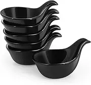 Flexzion Ceramic Dipping Bowls, Small Bowls for Dipping with Handle, Condiment Cups Soy Sauce Dish, Porcelain Ramekins, Sauce Holders, Containers for Small Side Dishes Dips - 3 oz, Set of 6, Black