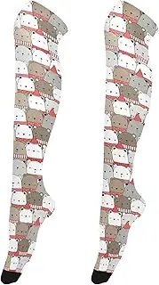 [Caihoyu] Women'S Over-Knee Stockings Retro Style Tall Thigh High Stockings Extra Long Over Knee Thigh Socks for formal Events Cute Adorable Polar Bears, Cute Adorable Polar Bears