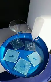 NEVER USED 6 Grey Goose Collection branded frosted glass wine drink coaster RARE