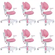6x Ergonomic Children Kids Study Chairs Height Adjustable Pink
