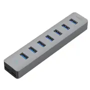 Cruxtec 7 Port USB 3.0 Hub with USB-C Power Port - Aluminum Alloy + Plastic , Rate up to 5Gbps - Plug & Play [AU3-H7-SG]
