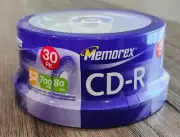 Memorex Recordable CD-R 52x 700MB 80 Min Discs Music Data 30 Pack CD R NEW