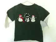 Gymboree Green Cream Long Sleeved Shirt 3 Snowmen 3-6M NWT