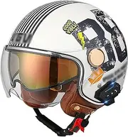 Motorcycle Helmet Jet Helmet with Bluetooth Comfortable Removable Liner for Adult Men Women Motorcycle Cruiser Scooter DOT/ECE Approved Motorcycle Half Helmet