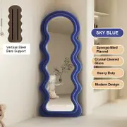 TOOLKISS 1.7m Blue Elegance Curvy Floor Mirror – Wavy Full Length Irregular Asymmetrical Mirror for Living Room, Bedroom, Bathroom & Hallway – Chic Home Decor (170x70cm)