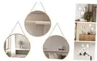 Hanging Circle Mirror Wall Decor Gold Round Mirror with Hanging Chain for