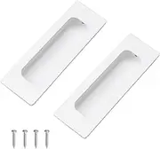 MOROBOR 2 PCS Recessed Cabinet Handles, Warm White Stainless Steel Rectangular Knob with Screws, Exposed Installation Embedded Pull Handle for Wardrobe Drawer Flush Sliding Door -120 mm/4.72 in