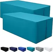 homing 2 Packs Rectangle Fitted Tablecloth, Washable Fabric Table Cloth for 6 Foot Tables, Water Resistant Table Cover for Party, Trade Show, Outdoor and Indoor (Teal, 30" x 72")