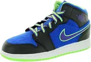 NIKE Air Jordan 1 Mid GS 6333209040 Black/CrtPpl-GmRyl-Flsh-Lm Basketball Sneaker, Black/Crt Prpl/Gm Ryl/Flsh Lm, 4 Little Kid
