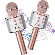 Wireless Bluetooth Karaoke Microphone 2 Pack, 4-in-1 Handheld Mic Speaker for Singing, Karaoke Machine for Phone Android PC, Great Birthday Gifts for Girls Kids Adults for Party,Home KTV