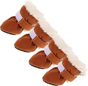 Abaodam 4Pcs Cute Boots for Dogs Non Slip Paw Protectors Warm Fleece Lined Dog Booties for Winter Outdoor and Indoor Use Comfortable Pet Shoes for Dogs
