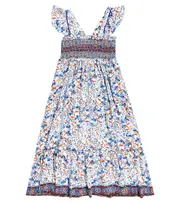 [Poupette St Barth Kids] Poupette St Barth Kids Cindy floral dress Y 4 blue