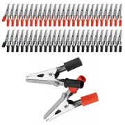 50Pcs Electrical Test Clamps Metal Alligator Clips with Red & Black Handle Bulk