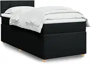 vidaxl - Black Fabric King Single Box Spring Bed with Pocket Spring Mattress and LED Lighting for Enhanced Bedroom ambiance