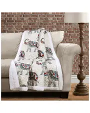 Lush Decor Hati Elephants Throw/Sherpa
