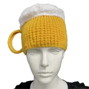 3D Beer Mug Knitted Beanie Hat High Elastic Warm Ear Protection Beanie for Outdoor Activities One Size